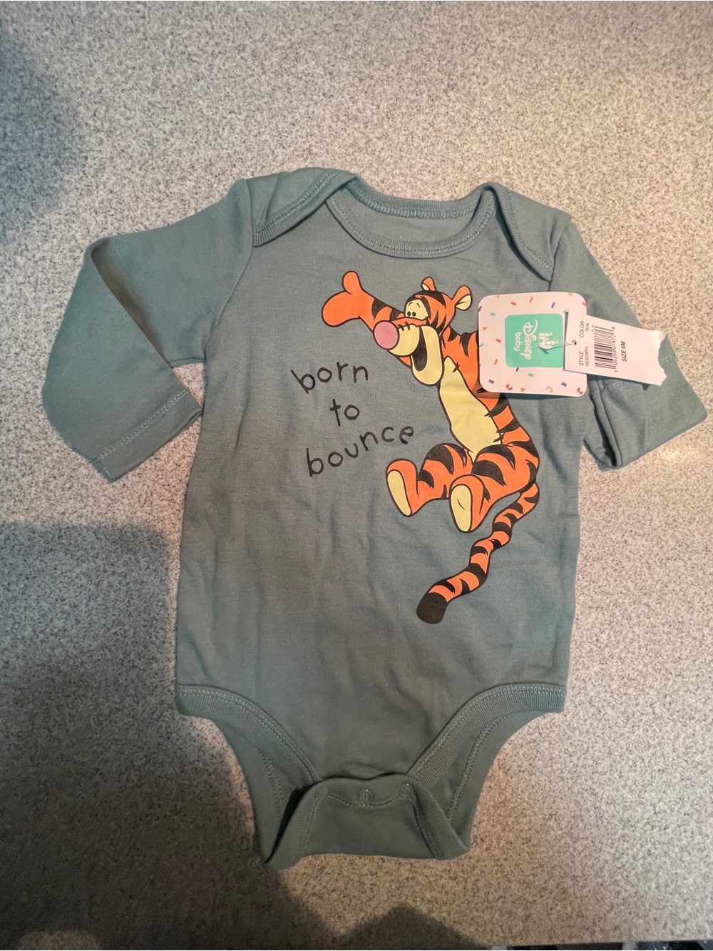 Tigger 'Born to Bounce' Green Long-Sleeve Baby Onesie Disney Baby